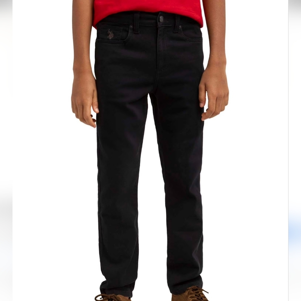 US POLO ASSN Black TWILL COTTON Pants Kods Boys 14 Jeans Khakis School Lauren